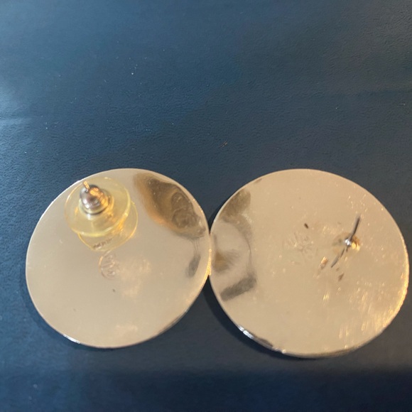 Sterling Silver Marked Great Falls Metal Works Mosaic Opal/Onyx Disc Earrings